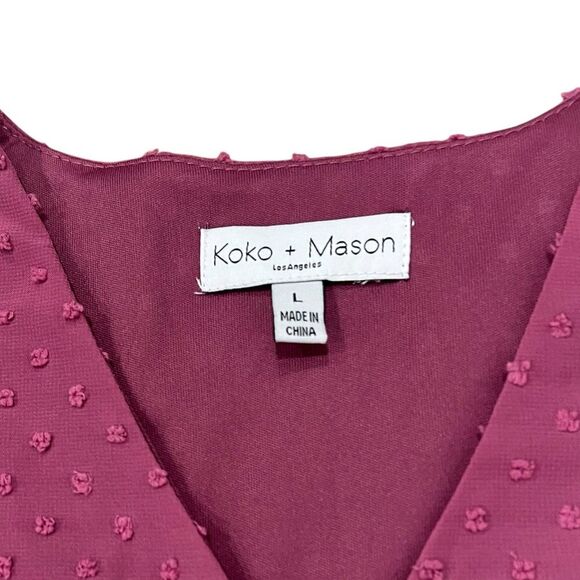 Koko + Mason Pink Clip Dot Ruffle Dress L Girls - Picture 2 of 2